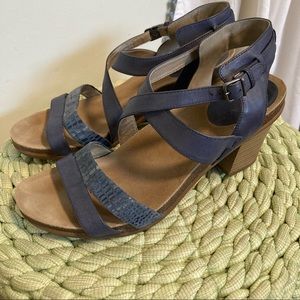 CLOSET CLOSING! 
Abeo Biana Blue Leather Strapy Chunky Heel Sandals